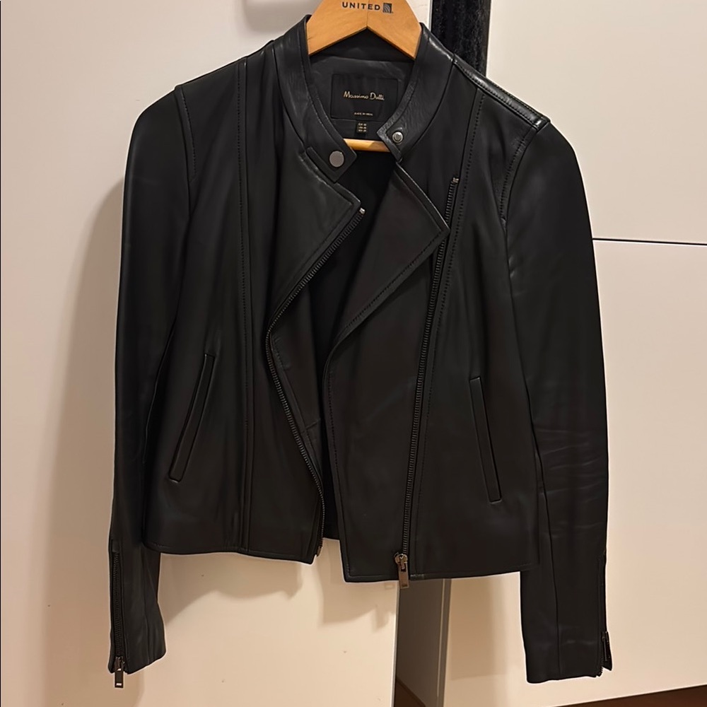 Massimo Dutti Black Leather Jacket